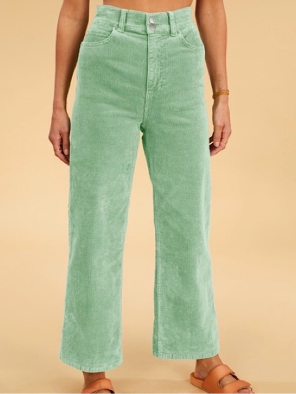 Billabong x Salty Blonde Chill Out Mint Green High-Rise Corduroy Wide-Leg Pants